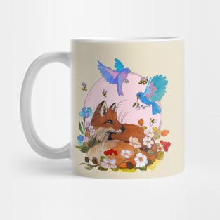 Fox and blue birds Mug